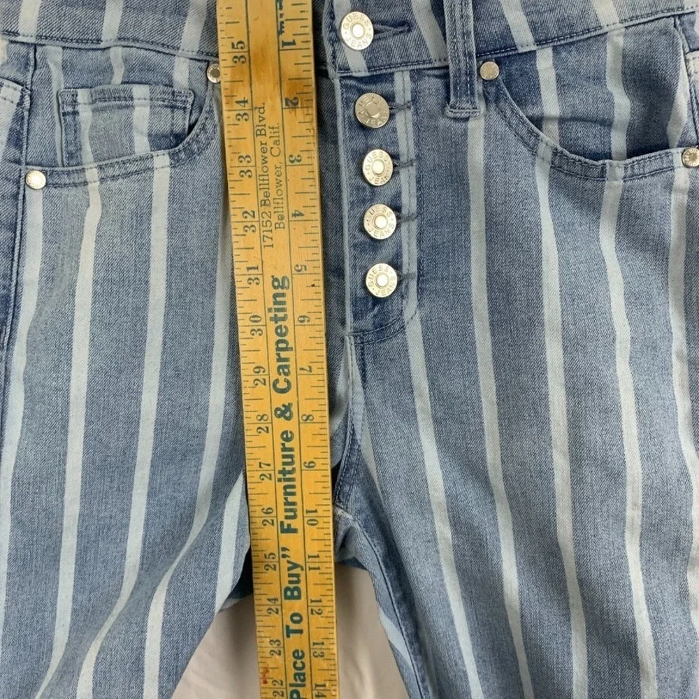 Guess Womens Jeans Striped High Rise Button Fly Skinny 24 Y2K - Picture 5 of 10
